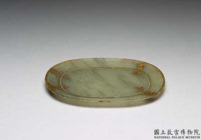 图片[2]-Jade oval plate decorated using the gold paste painting technique, India-China Archive